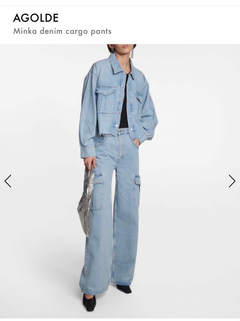 AGolde Minka Wide-leg Light Blue Cargo Jeans for Women